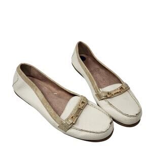 Aerosoles Nuwsreel Faux Leather Slip On Casual Loafer Shoes Cream Ivory Size 8.5